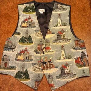 EUC Men's Tapestry Lighthouse Vest Sz LG